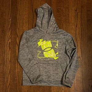 Under Armour Gray Hoodie with Neon Yellow Logo boys size youth large